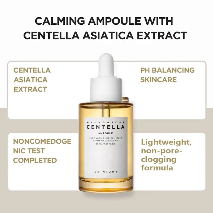 SKIN1004 Ampoule à la Centella de Madagascar 55ml, apaisante et rafraîchissante Lissage des tons r