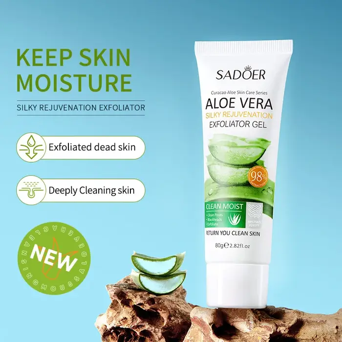 SADOER Gel Nettoyant Exfoliant Visage à l'Aloe Vera – Nettoyage Profond