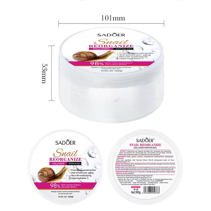 SADOER escargot collagène crème pour le visage Gel raffermissant réparation éclaircissant hydratant crèmes