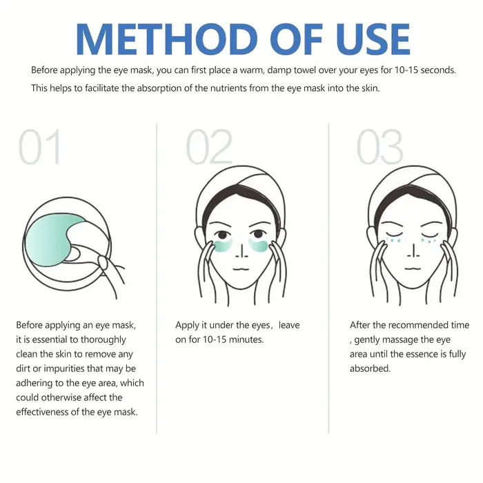 60 pièces/1 boîtes de masque pour les yeux anti-rides à l'acide hyaluronique