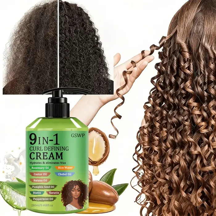 GSWP Crème définissante pour boucles 9-en-1, contrôle des frisottis et style longue durée, hydratati