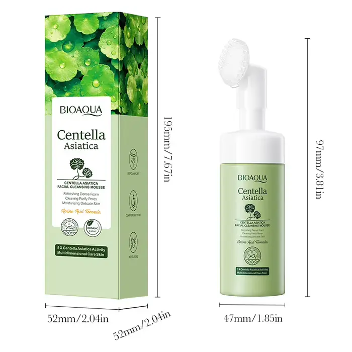 BIOAQUA Mousse Nettoyante Visage à la Centella Asiatica avec Brosse – Nettoyage Profond des Pores
