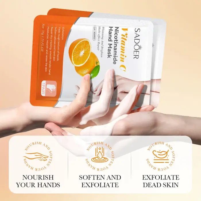 6 paires SADOER fruits masque pour les mains avocat miel pêche papaye cerise fraise vitamine C masques hydratants