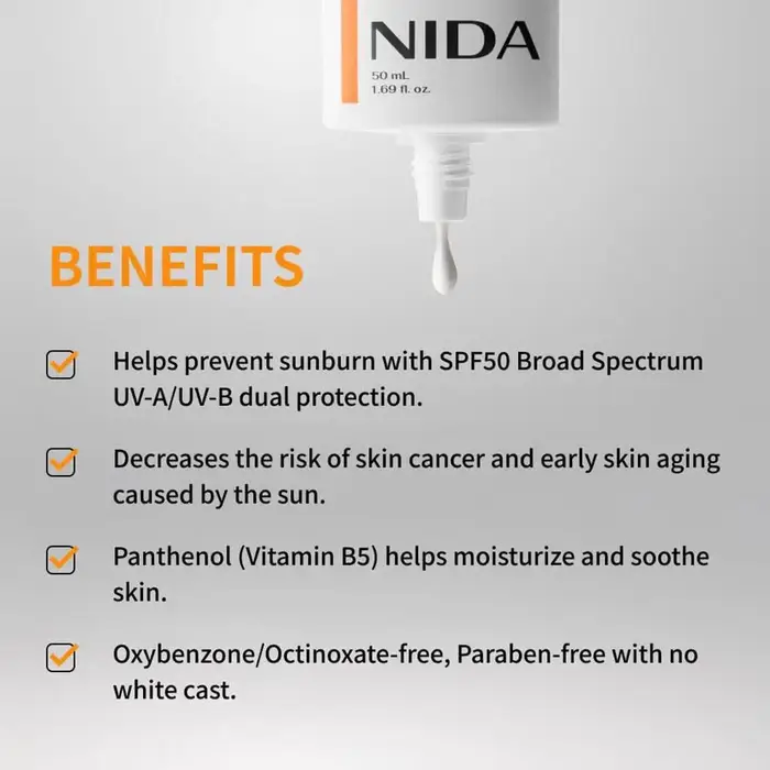 Crème solaire invisible NIDA / Crème réparatrice pour les yeux