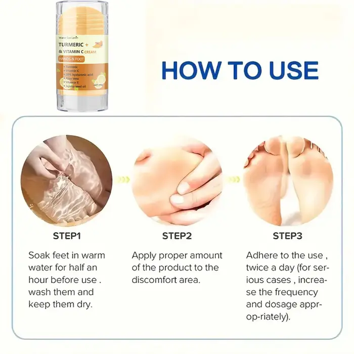 Crème Mains et Pieds au Curcuma et Vitamine C 45g avec Acide Hyaluronique