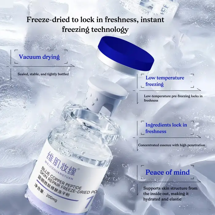 Sérum GHK-Cu Premium Lyophilisé au Peptide de Cuivre Bleu Anti-rides, Réparateur de Barrière Cutanée