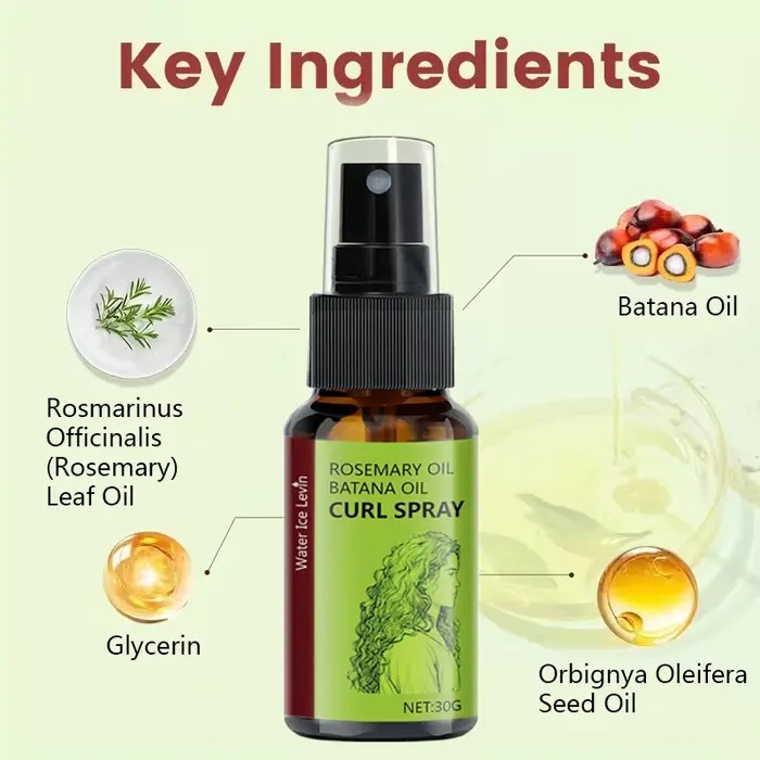 Spray pour cheveux bouclés à l'huile de romarin