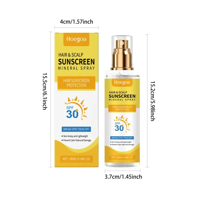 Spray solaire pour cuir chevelu 30+ protection longue durée, protège la couleur des cheveux, empêche