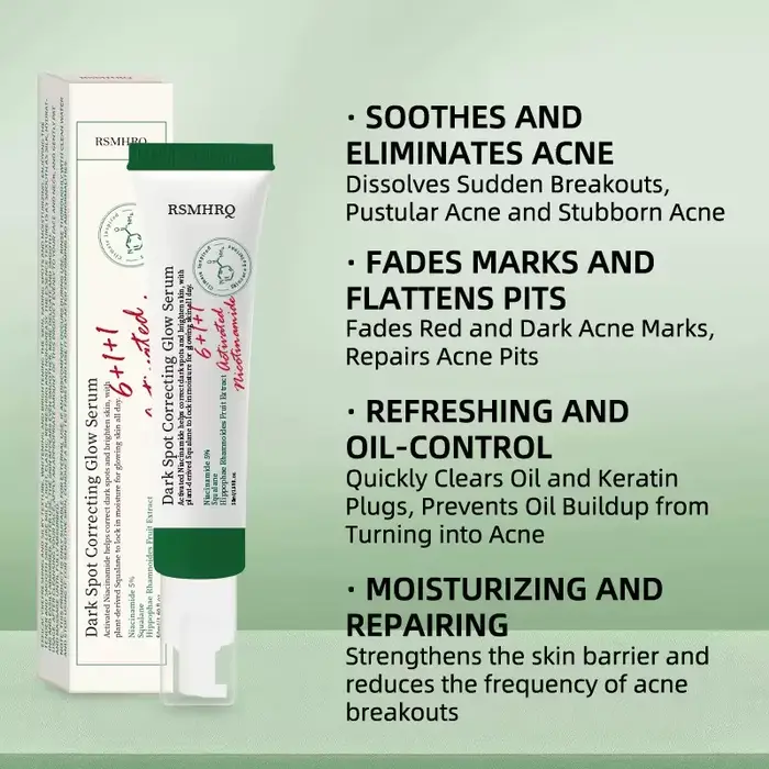 Sérum Éclaircissant Anti-Taches 50ml Hydratant Apaisant Unifiant le Teint Améliore l'Élasticité Niacinamide Squalane