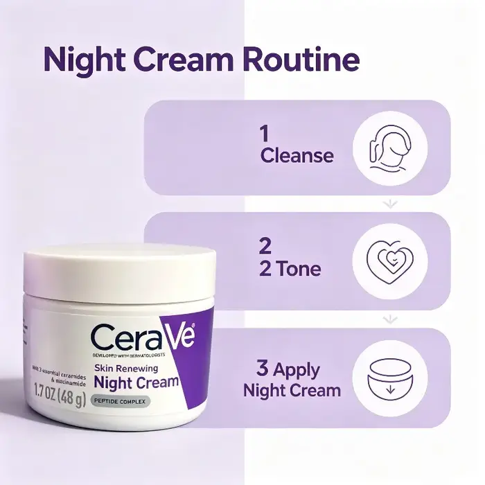Crème de nuit régénérante pour la peau CeraVe 48g, hydratant réparateur de la barrière cutanée pour usage quotidien