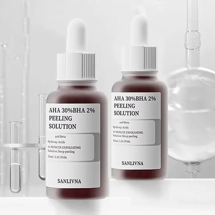 AHA 30% + BHA 2% acide salicylique Essence pour le visage hydratant éclaircissant Exfoliation blanchissant raffermissant
