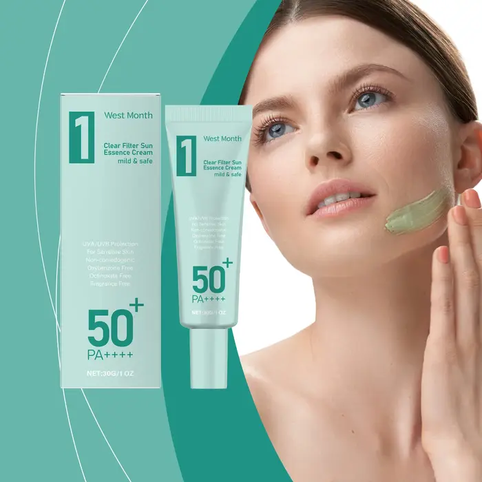 Crème solaire anti-UV SPF50+ hydratante, améliore le teint terne, prévient les coups de soleil, écla