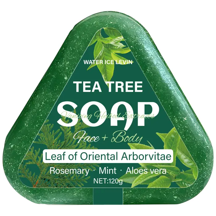 Savon à l'arbre à thé (visage + corps) : feuille d'arborvitae orientale, romarin/menthe/aloéle, hydr