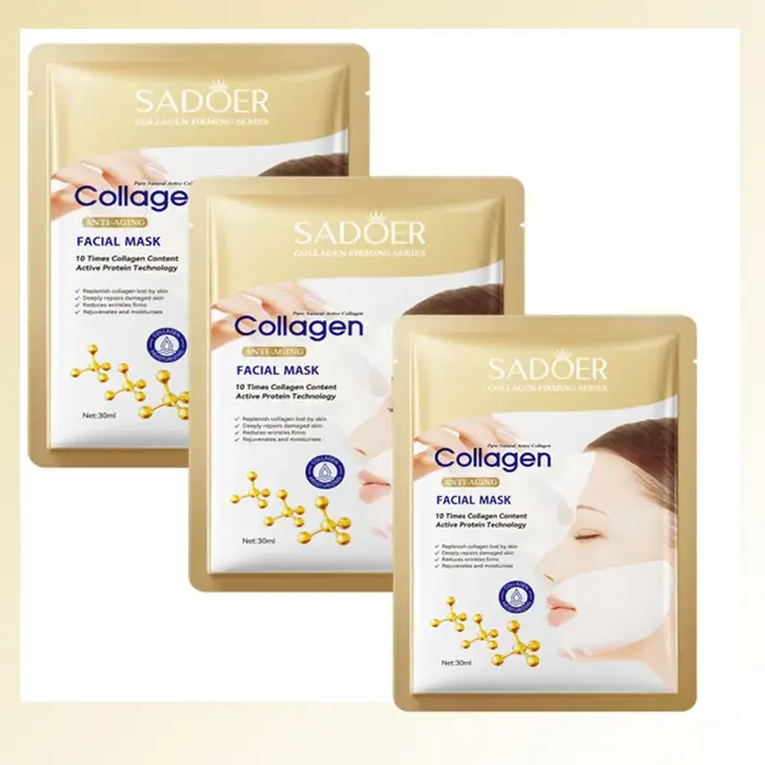 Masque facial coréen au collagène anti-rides, atténue les ridules, anti-âge, raffermit la peau, hydrate, éclaircit, soin de la peau