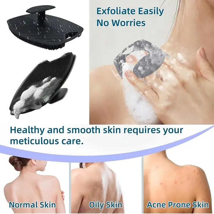 Brosse de douche exfoliante douce en silicone pour le corps