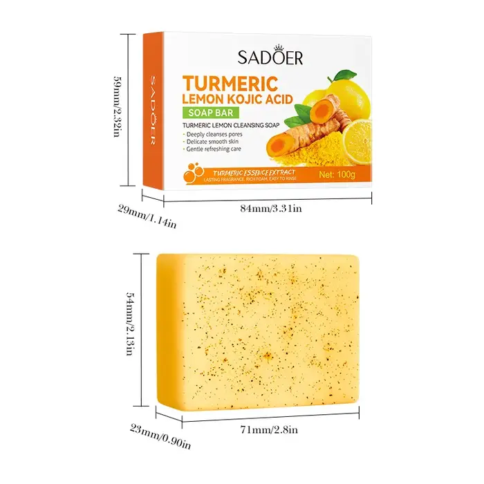 SADOER curcuma savon pour le visage blanchissant Anti-âge hydratant nettoyage en profondeur corps