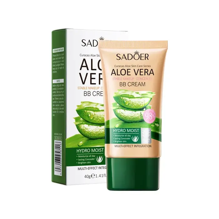 SADOER Crème BB à l'Aloe Vera Fond de Teint Mat Hydratant Longue Tenue Imperméable Correcteur Contou