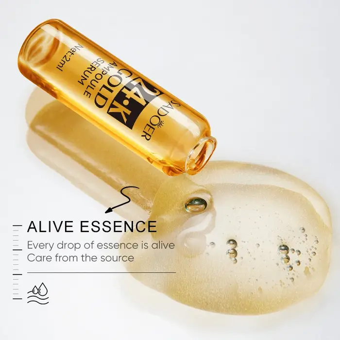 SADOER 24k Ampoule d'or huile d'essence pour le visage hydratant raffermissant acide hyaluronique sérum éclaircissant