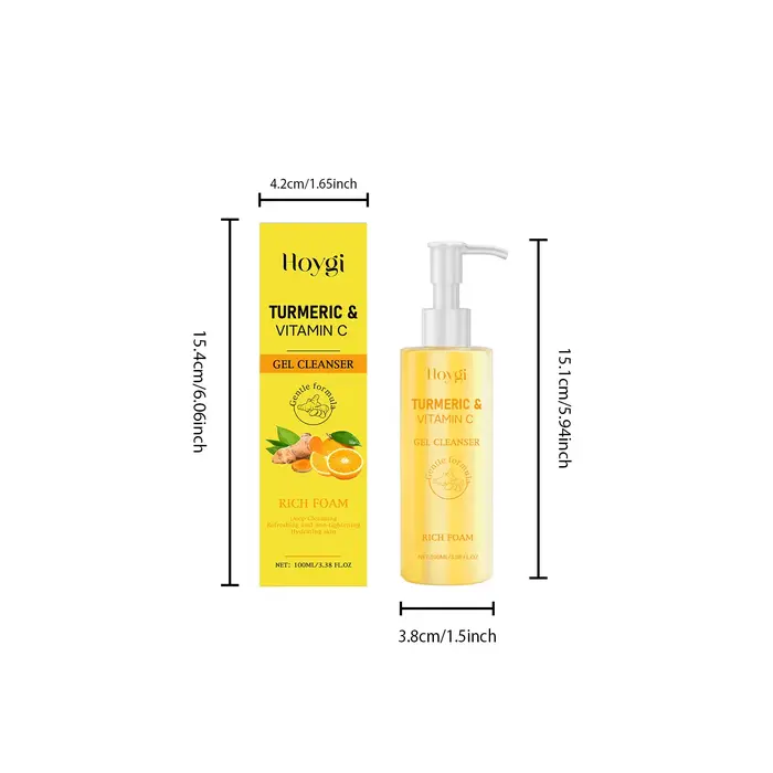 Nettoyant pour le visage au curcuma et à la vitamine C, hydratant rafraîchissant pour une peau douce