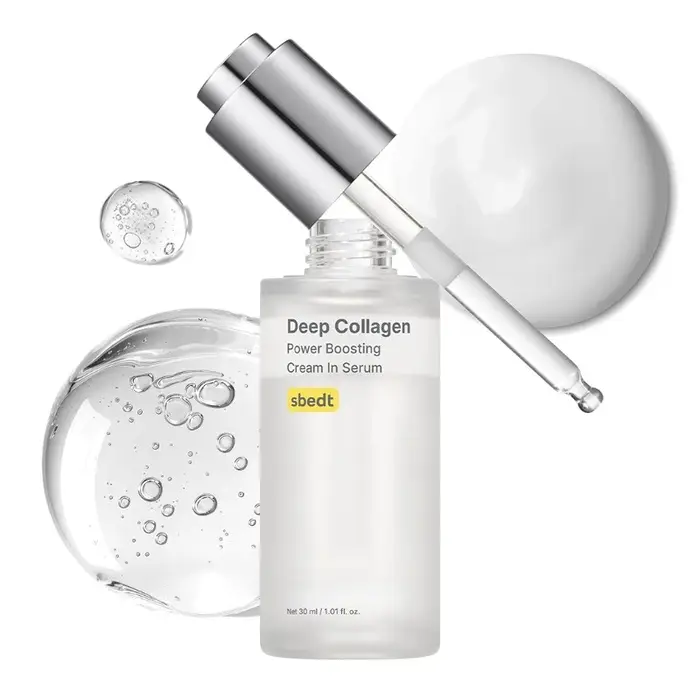 Kit de Soins de la Peau Coréen de Luxe : Sérum Boostant au Collagène et Peptides de Soie, Crème Caps