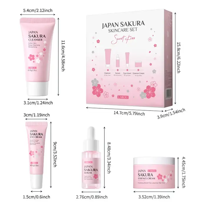 Coffrets de soins pour la peau Laikou Sakura avec nettoyant