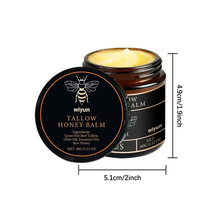 Baume au suif de bœuf biologique nourri à l'herbe avec miel brut – Soin apaisant et hydratant pour p