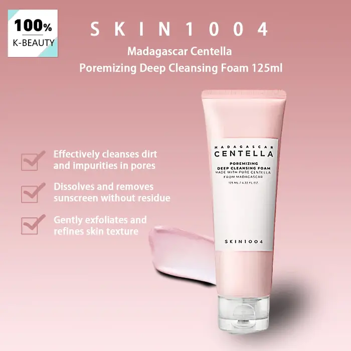 SKIN1004 Madagascar Centella Poremizing Deep Cleansing Foam 125ml, Mousse volumineuse, Nettoyage complet, Soins de la peau coréens, Maquillage coréen