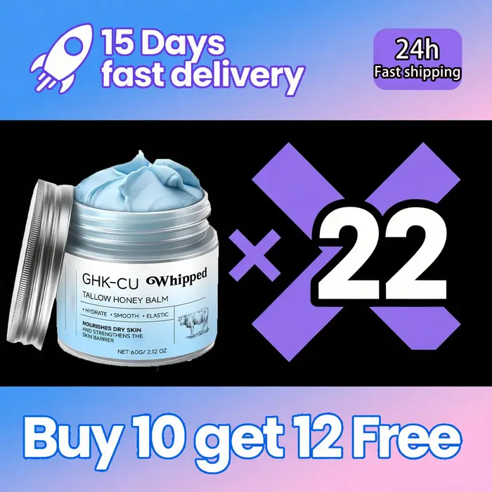 Baume Hydratant Bleu 2026 avec Peptides de Cuivre GHK-Cu et Suif de Bœuf : Soin au Miel de Manuka pour Peaux Sèches et Matures