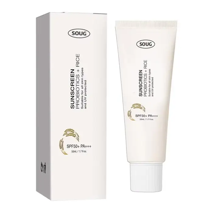 Spf 50 +-Crème solaire coréenne au riz probiotique, douce, haute protection solaire, hydratante pour