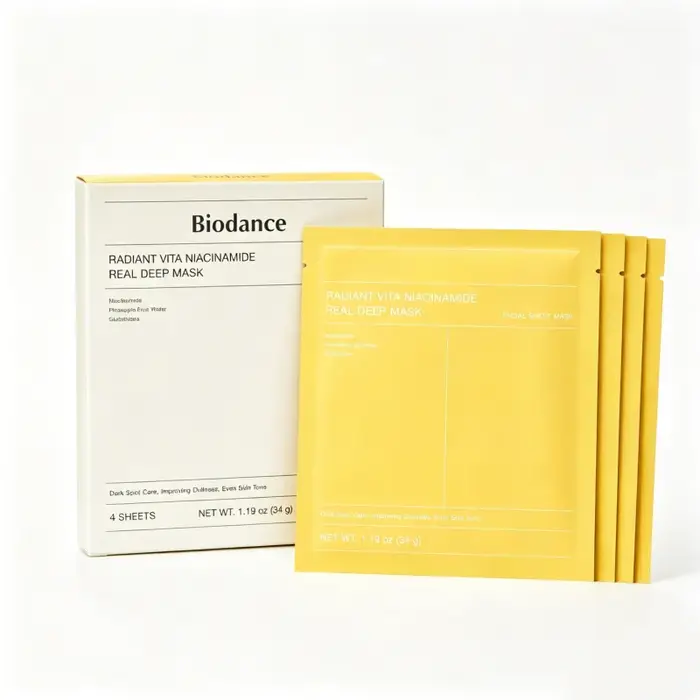 Masque coréen Radiant Vita Niacinamide Real Deep (4 unités), masque hydrogel hydratant intense pour