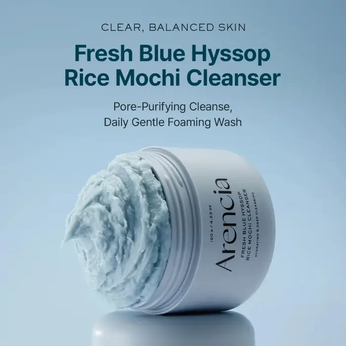 Nettoyant Mochi au riz frais Arencia 120g Hyssop bleu Thé vert Rose musquée Camomille Nettoyage en profondeur doux Hydratant Peau éclatante