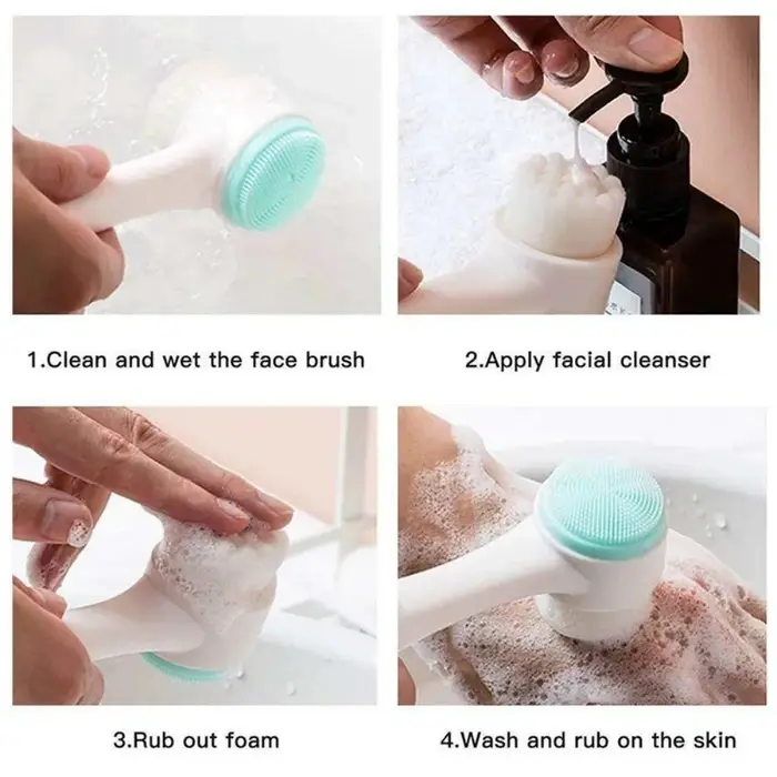 Brosse nettoyante visage 3D double face en silicone