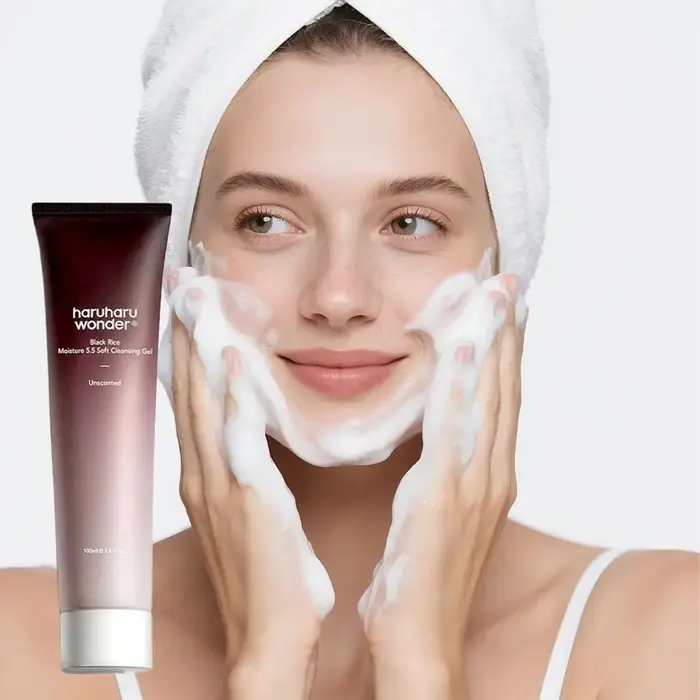 Haruharu Wonder Gel nettoyant au riz noir 100 ml - Hydrate lisse la peau élimine l'huile et la saleté nettoie en profondeur les pores légèrement acide