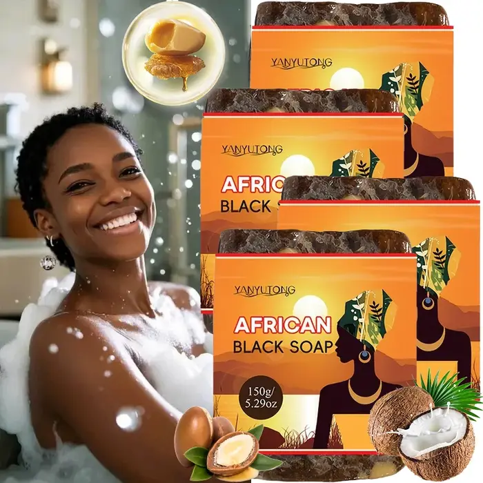Savon noir africain nettoyage en profondeur exfoliant visage hydratant peau lissant