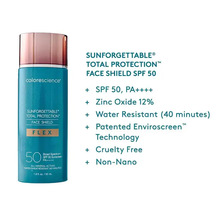 Crème solaire minérale teintée Colorescience Sunforgettable Face Shield Flex à large spectre