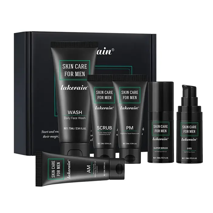 Kit de soins de la peau pour hommes – Ensemble 3 en 1 avec lavage du visage, crème hydratante et crè