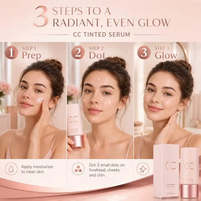 Crème Correctrice de Couleur CC Légère, Lisse, Sans Agglomération, Unifie le Teint, Éclat Naturel, Application Facile, Sans Maquillage pour Femme, Usage Quotidien