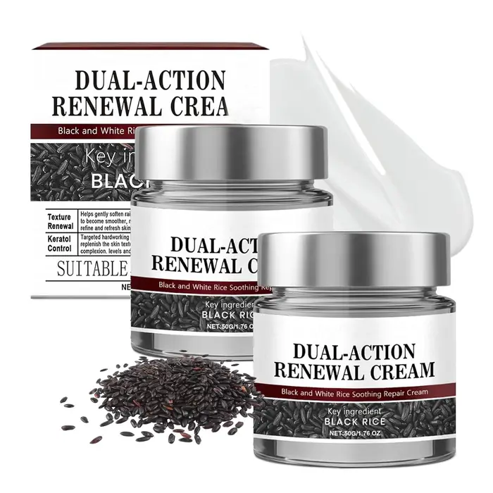 Crème réparatrice apaisante à double action au riz noir Keratin Erase pour le visage et le corps
