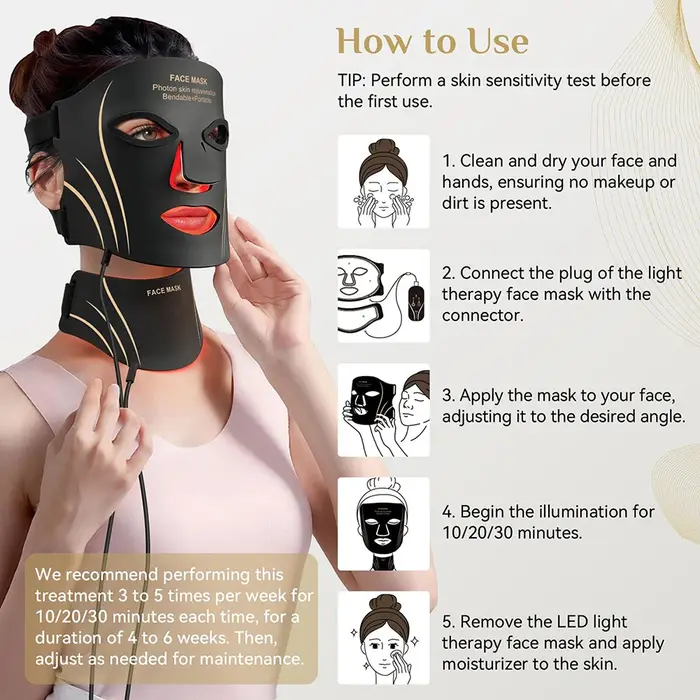 Masque LED 7 couleurs pour le visage et le cou
