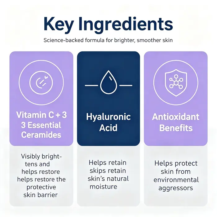 Sérum à la vitamine C CeraVe 10% pur, acide hyaluronique et 3 céramides, sérum antioxydant éclaircissant sans parfum pour le visage, 1 oz