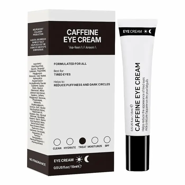 Crème pour les yeux à la caféine réduit les poches et les cernes, crème revitalisante légère pour le contour des yeux avec caféine, soin raffermissant pour les yeux