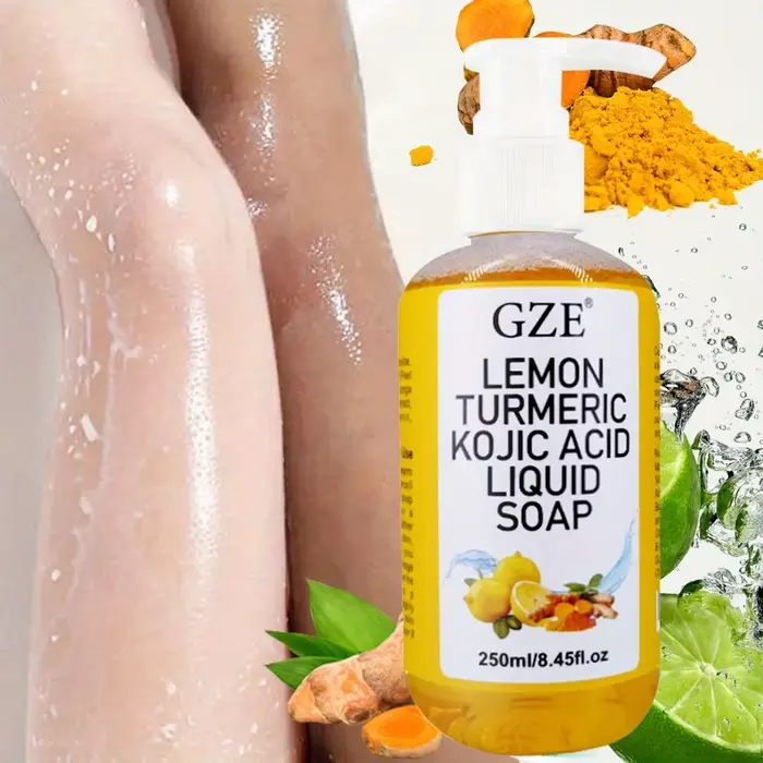 Greflective Glow Lemon Curmeric Kojic Acid Liquid Regina-Nettoyant pour la peau doux, éclaircissant 