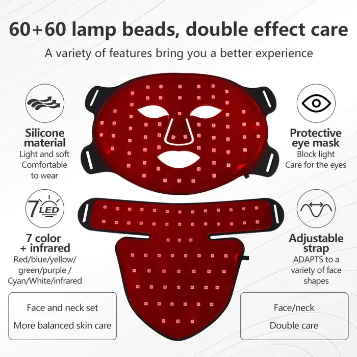 Masque Facial LED avec cou 8 couleurs