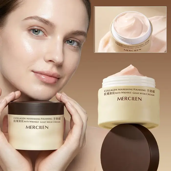 Crème nourrissante au lait de chèvre et au collagène Mercilen 100g, contient de l'acide hyaluronique, de la vitamine E et du squalane d'origine végétale, qui peuvent hydrater et nourrir efficacement l