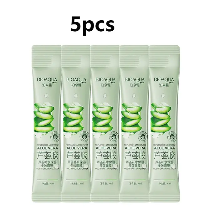 Lot de 5 masques faciaux portables au gel d'aloe vera, apaisants et réparateurs, hydratants, resserr