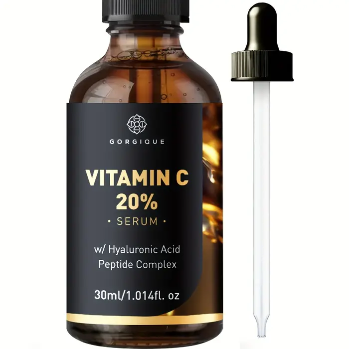 Sérum de vitamine C pour le visage amélioré avec des peptides d'acide hyaluronique