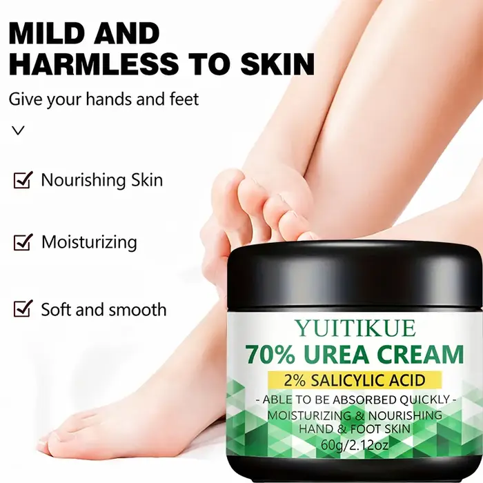 Crème pour les mains et les pieds YUITIKUE 70% d'urée, formule à 2% d'acide salicylique, crème hydratante et nourrissante pour les talons secs et rugueux, la peau des mains et des pieds