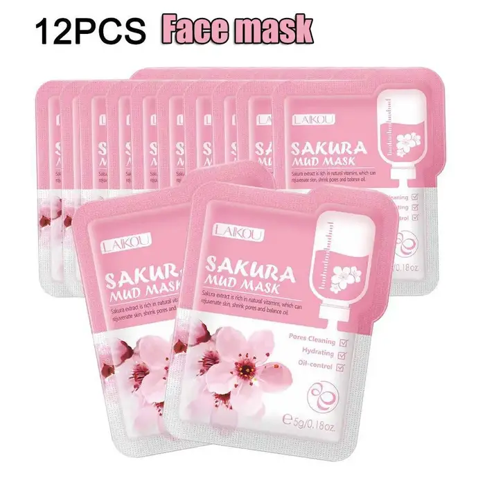 12 pièces Sakura masque de boue éclaircissant hydratant