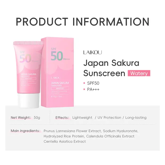 Crème solaire hydratante Laikou Sakura