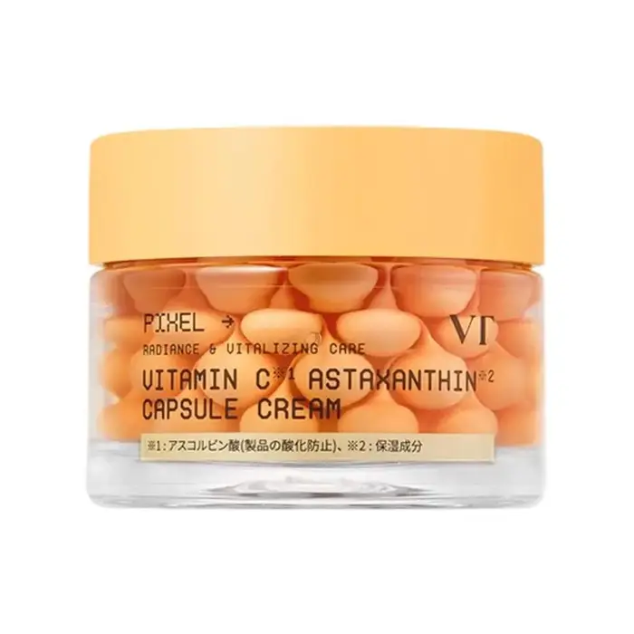 Crème en Capsules Vitamine C et Astaxanthine, Crème Antioxydante Double Action Fraîcheur, Dosage Pré